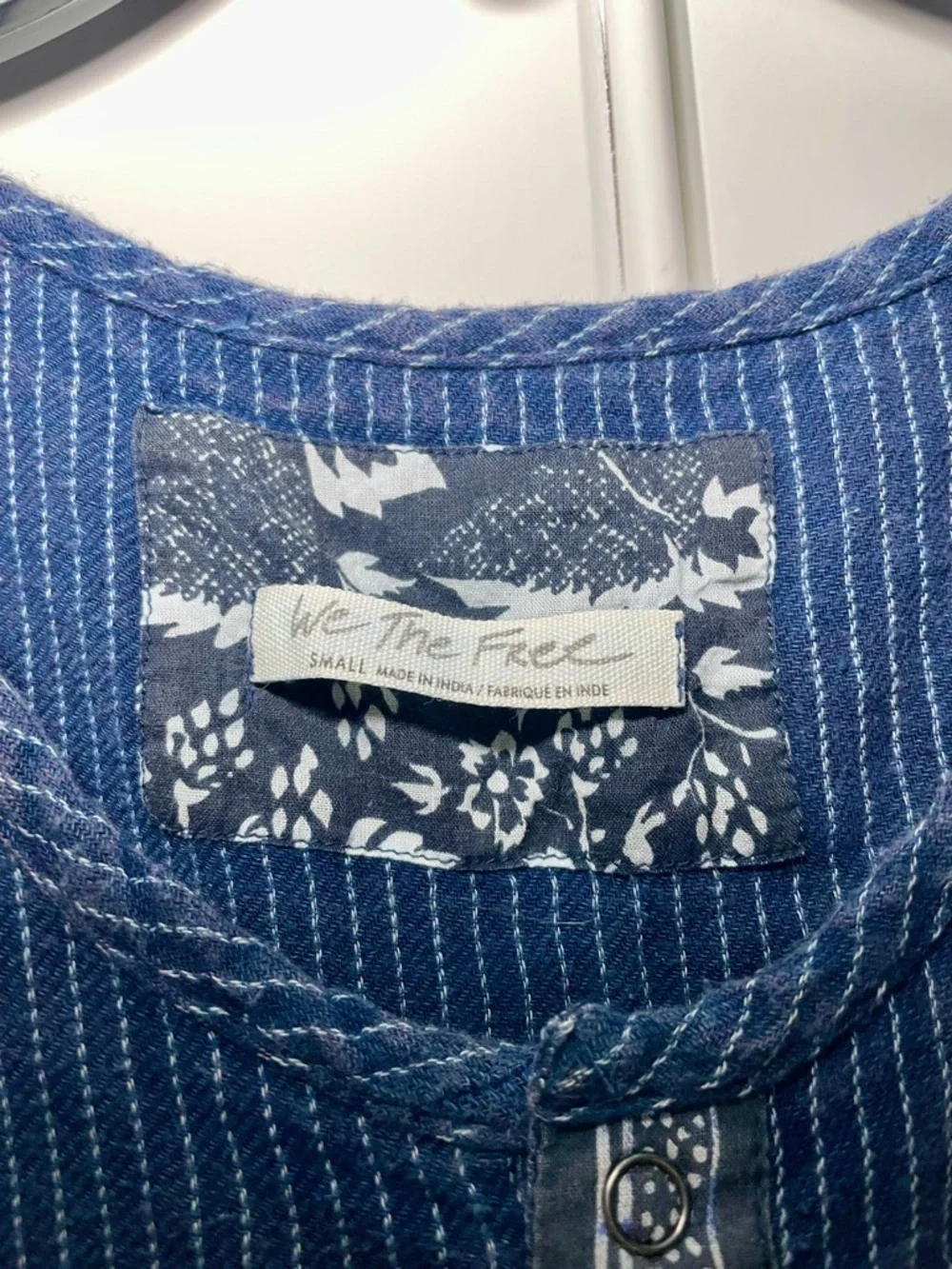 Free People We The Free Blue Ridge Indigo Top Tunic Dress White Blue Stripes Sml